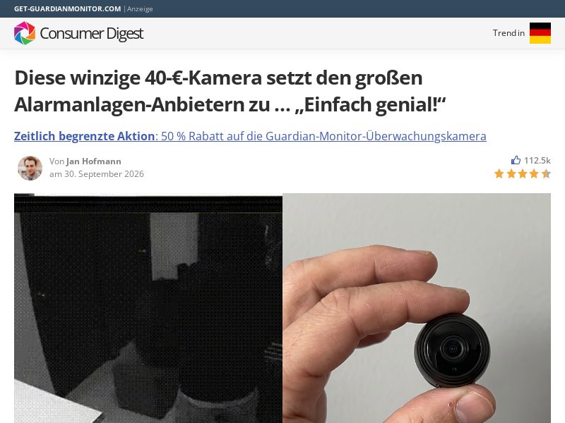 ! NEW OFFER - Guardian Monitor Mini Security Camera - Advertorial [DE,AT,FR] (Social,Banner,Native,Push,SEO,Search,Brand Bidding) - CPA