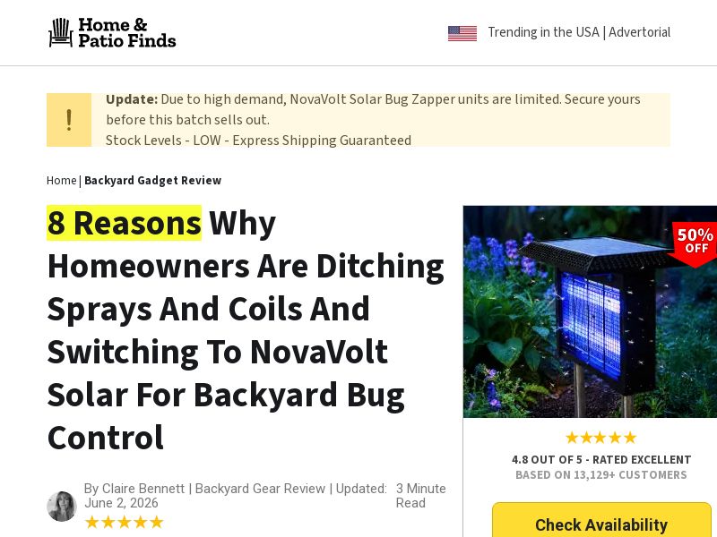 NovaVolt Solar - Bug Zapper - $99.99 - CPS | US