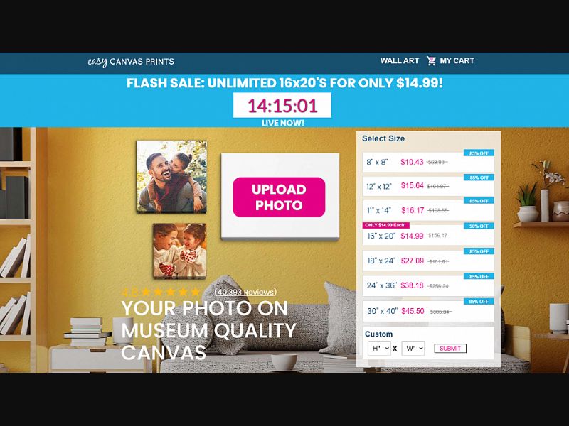 [WEB+MOB] Easy Canvas Prints - 16x20 $15.99 *Spring Sale* /US CPS