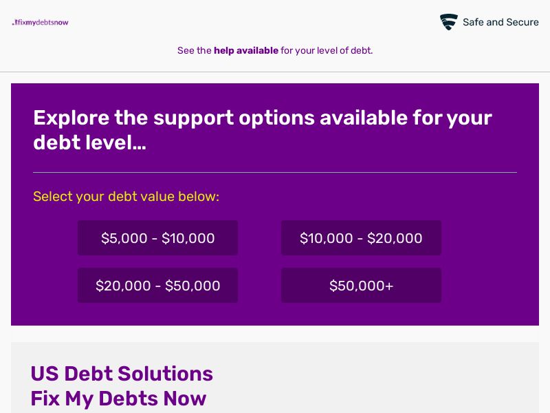 Fixmydebtsnow.com Debt CPL (Lead Gen) - USA