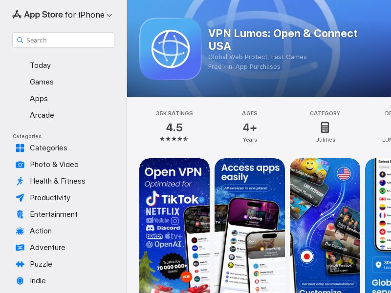 VPN Lumos IOS [Landing Page, WW, CPI]