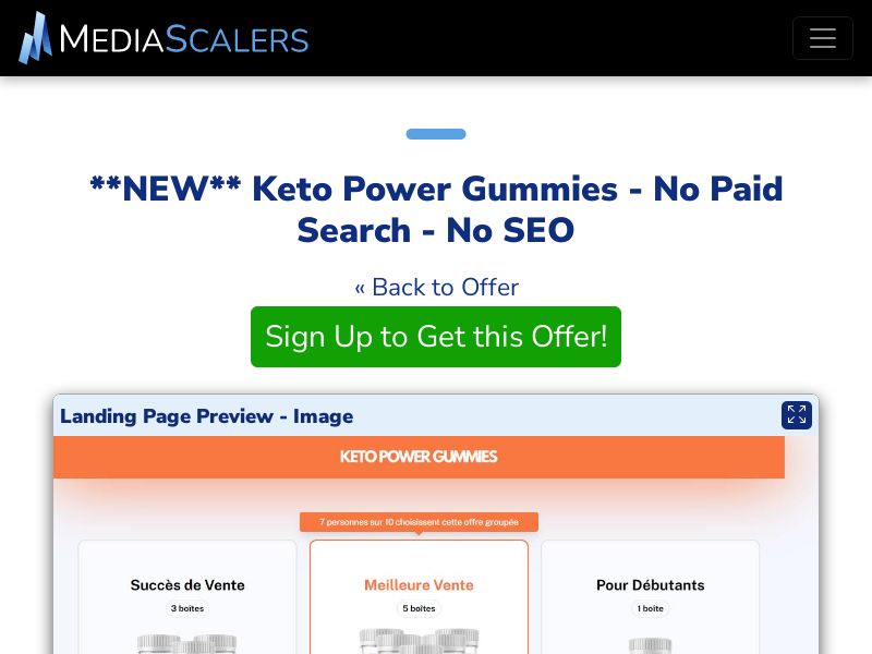 Keto Power Gummies - No Paid Search - No SEO {+Advertorial, DTC, Alt-Landers, Quiz} [FR]
