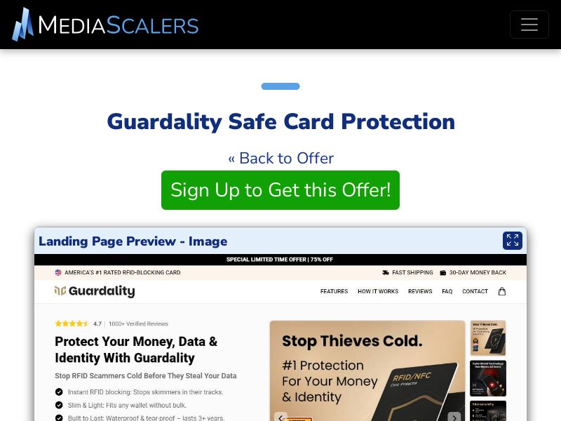 Guardality Safe Card Protection {+Advertorial, DTC, Alt-Landers} [US, DE, CA, AU, UK, FR, IL, +232 More]