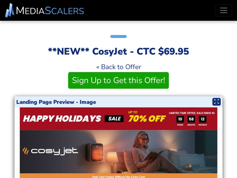 CosyJet - CTC $69.95 {+DTC, Alt-Landers, Advertorial} (Event Tracking) [US]