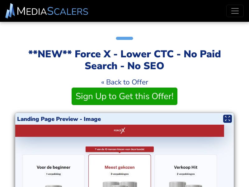 Force X - Lower CTC - No Paid Search - No SEO {+DTC} [NL, BE]