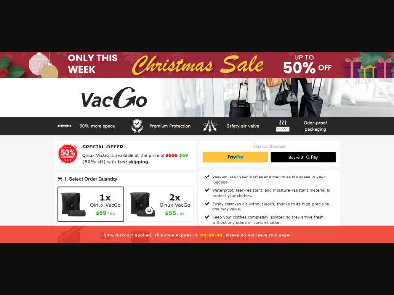 [WEB+MOB] Qinux VacGo – Vacuum Compression Bag /International (116 GEOs) CPS *FB/TT/Google/Taboola Pixel* [Approval Required]
