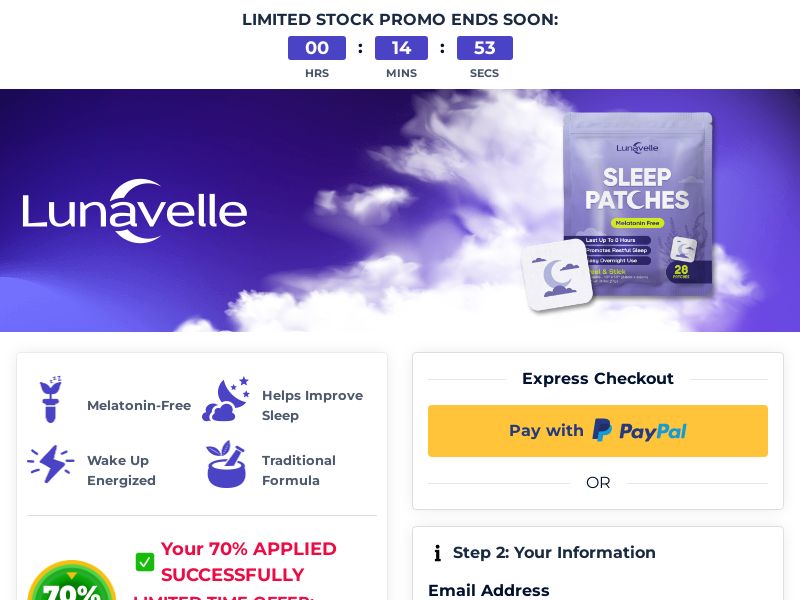 ! NEW OFFER - Lunavelle Sleep Patches - DTC [INTL] (Social,Banner,Native,Push,SEO,Search) - CPA {No BrandBidding} 