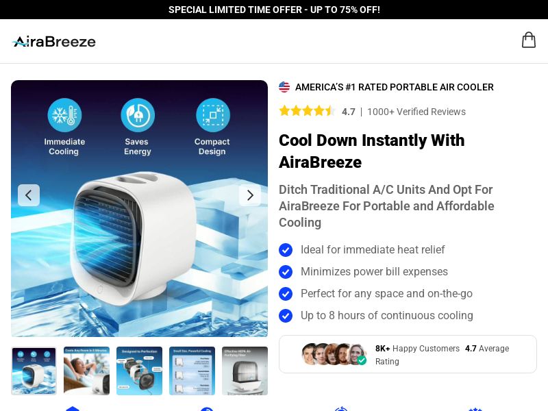 AiraBreeze Portable Cooler SS - US/INTL