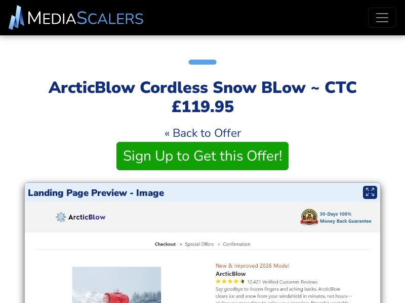 ArcticBlow Cordless Snow BLow ~ CTC £119.95 {+DTC, Alt-Landers} (Event Tracking) [UK]