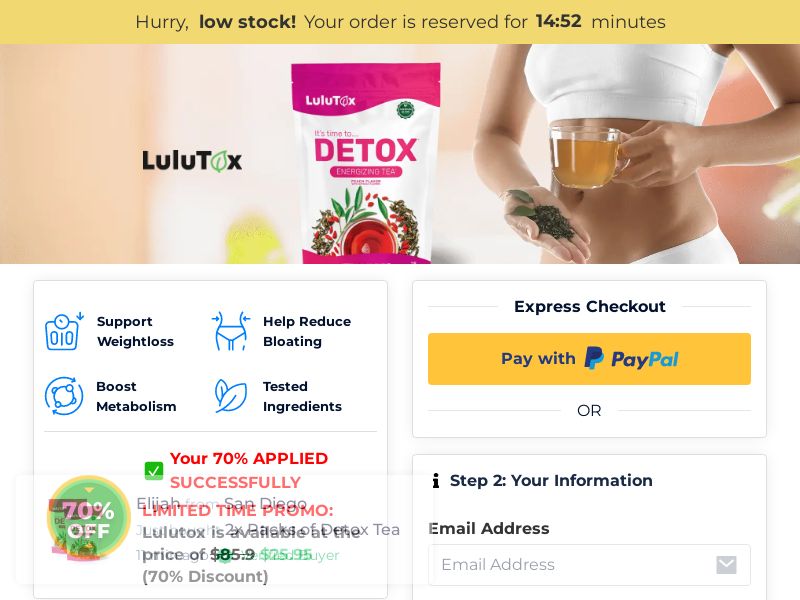 Lulutox - Detox Tea - EN Global - High AOV Performance