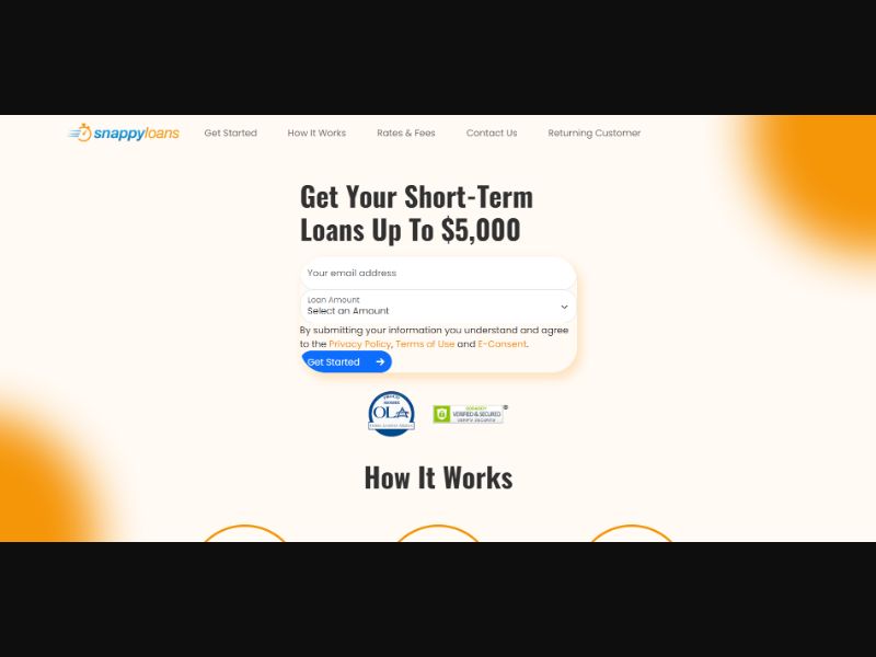 [WEB+MOB] SnappyLoans (up to $5,000) /US RevShare [Approval required]