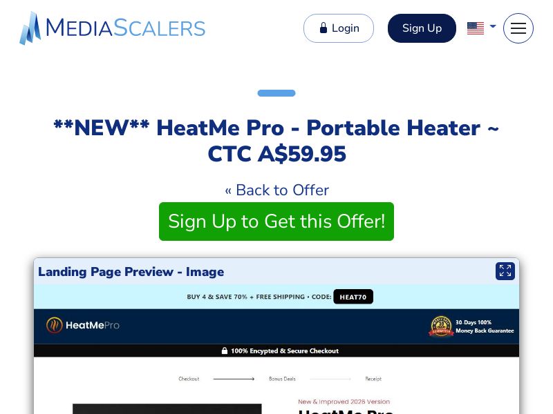 HeatMe Pro - Portable Heater ~ CTC A$59.95 {+DTC, Alt-Landers} (Event Tracking) [AU]