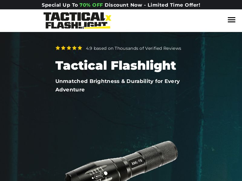 ! NEW OFFER - Tactical Flashlight - Product Page [US,UK,AU,DE,AT] (Social,Banner,Native,Push,SEO,Search,Brand Bidding) - CPA