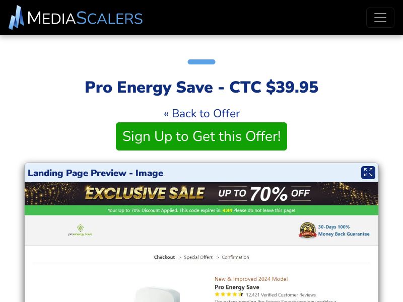 Pro Energy Save - CTC $39.95 {+DTC} (Event Tracking) [US]