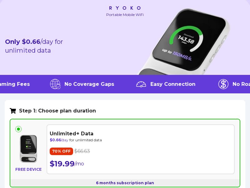 Ecom - Ryoko PRO - WiFi Router Subscription-US