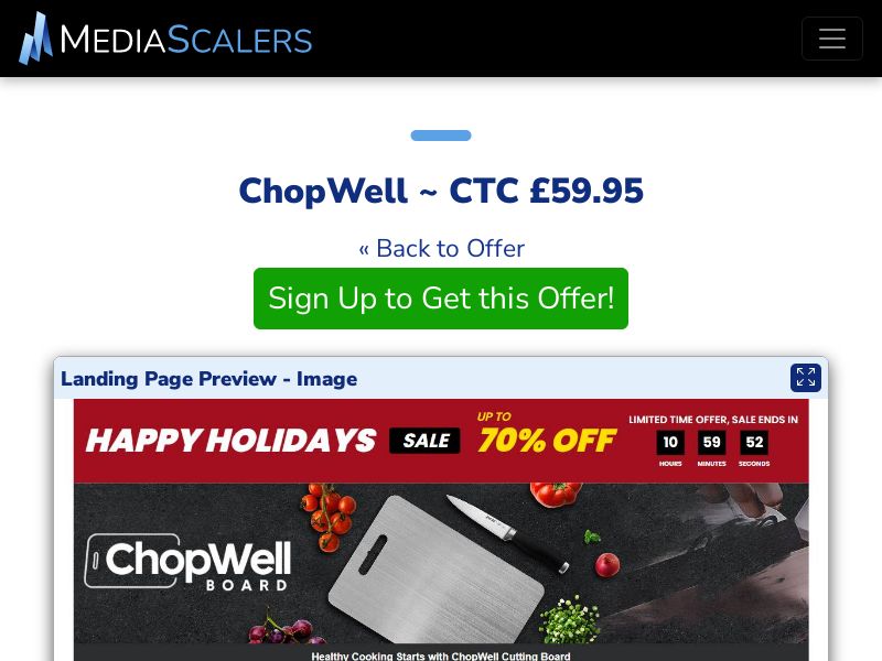 ChopWell ~ CTC £59.95 {+Advertorial, DTC, Alt-Landers} (Event Tracking) [UK]
