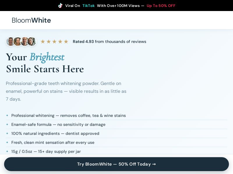 Bloom White Whitening Powder [US] (Social,Banner,Native,Push,SEO,Search,Brand Bidding) - CPA