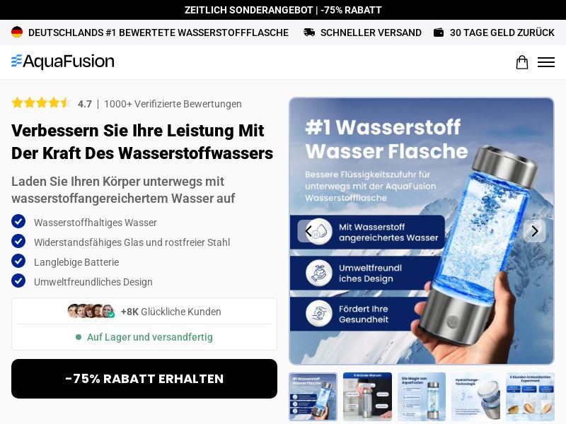 ! NEW OFFER - AquaFusion Hydrogen Bottle - DTC [DE] (Social,Banner,Native,Push,SEO,Search,Brand Bidding) - CPA
