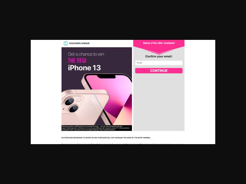 iPhone 13 - VouchersAvenue - Giveaway - SOI (US)