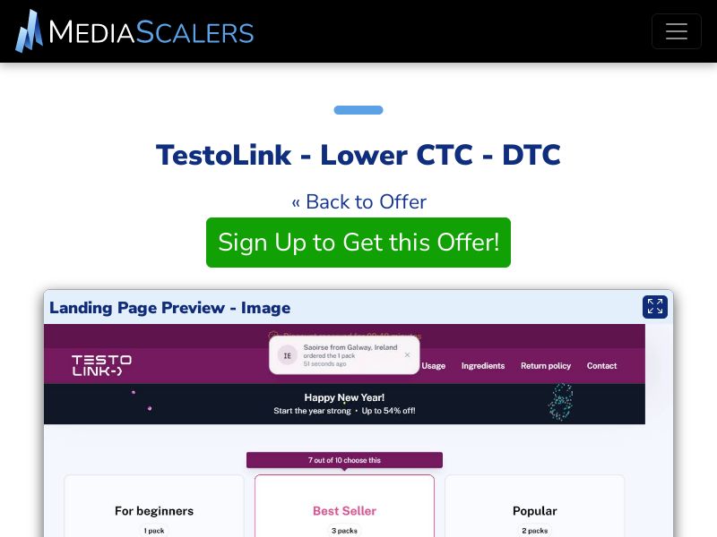TestoLink - Lower CTC - DTC (Event Tracking) [UK]