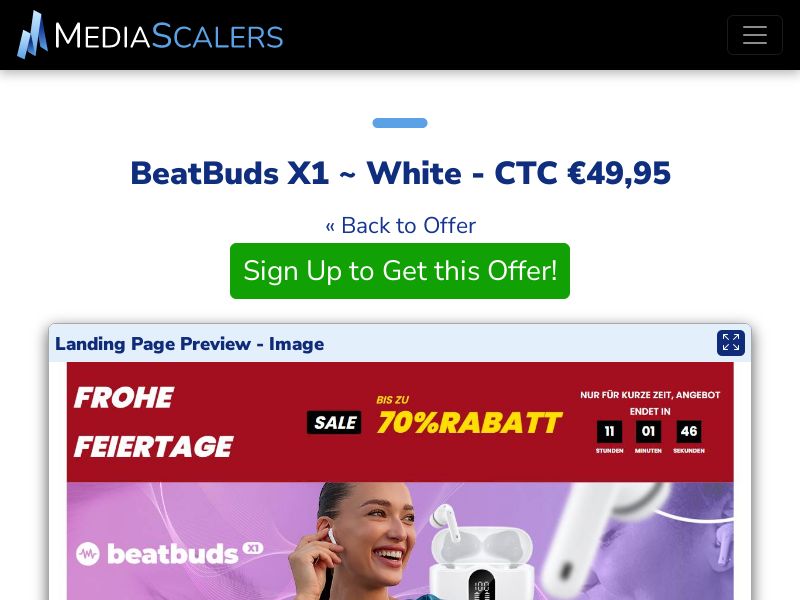 BeatBuds X1 ~ White - CTC €49,95 {+Advertorial, DTC, Alt-Landers} (Event Tracking) [DE, AT]