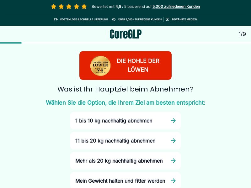 CoreGLP - High CTC - Quiz LP [DE,AT,CH,FR,BE,FI,SE] (Banner,Native,Social,Search,SEO,Brand Bidding) - CPA