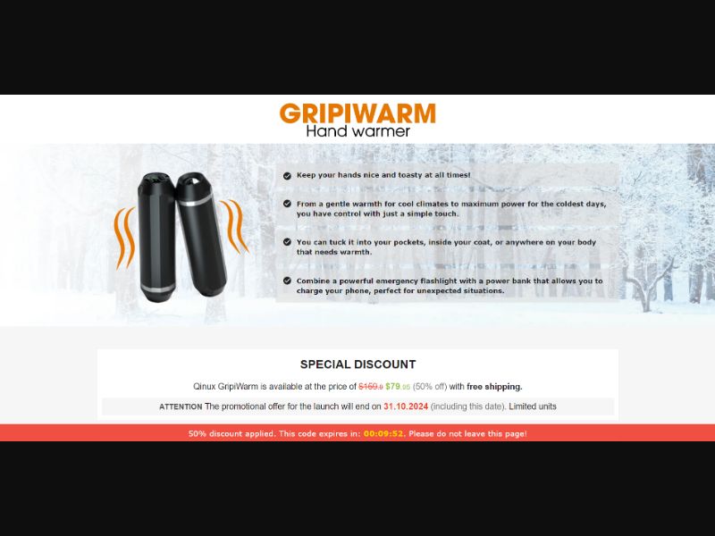 [WEB+MOB] Qinux GripiWarm - Hand Warmer /International (112 GEOs) CPS *FB/TT/Google/Taboola Pixel*