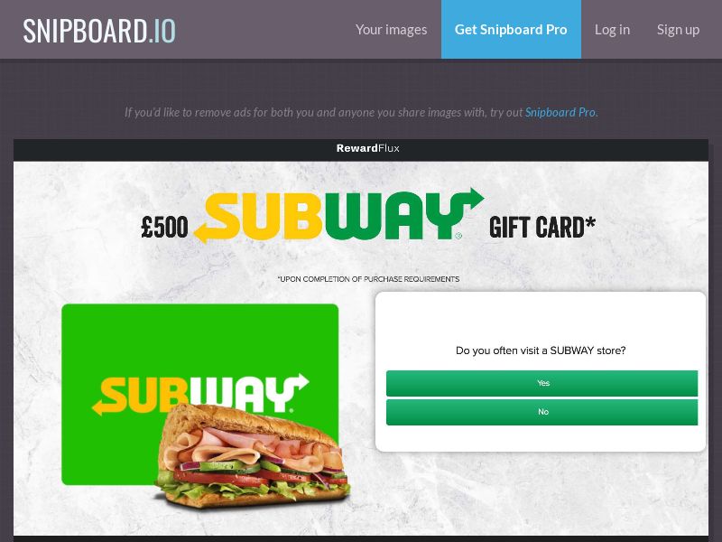 RewardFlux - Subway £500 UK - SOI