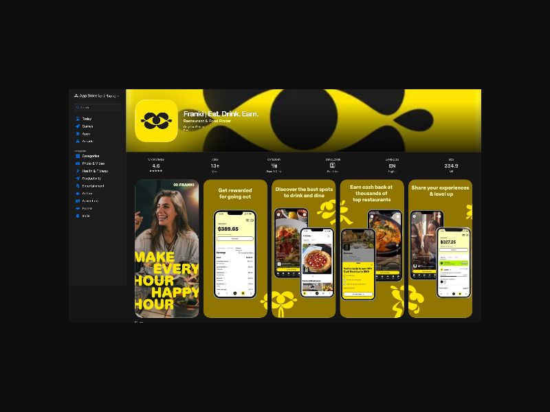 Franki App - Discover Restaurants & Get Cashback Rewards - CPA (US) {iOS Only}
