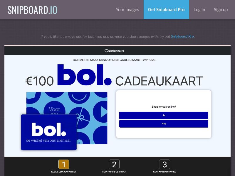 Quiztionnaire - Bol 100 EUR NL - SOI