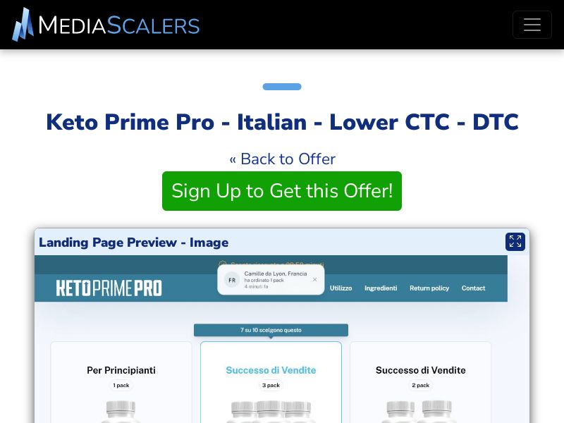 Keto Prime Pro - Italian - Lower CTC - DTC (Event Tracking) [CH]