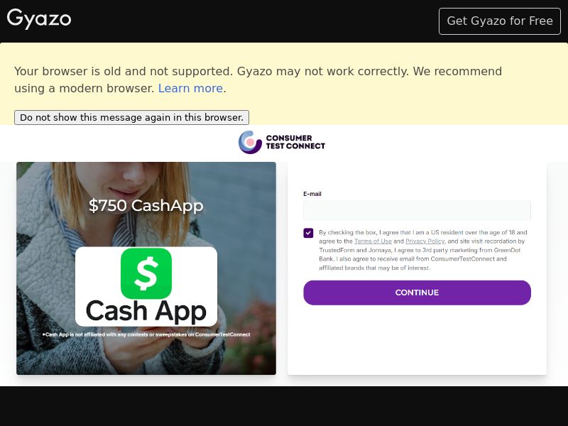 Consumer Test Connect - Cash App $750 CPL [US]