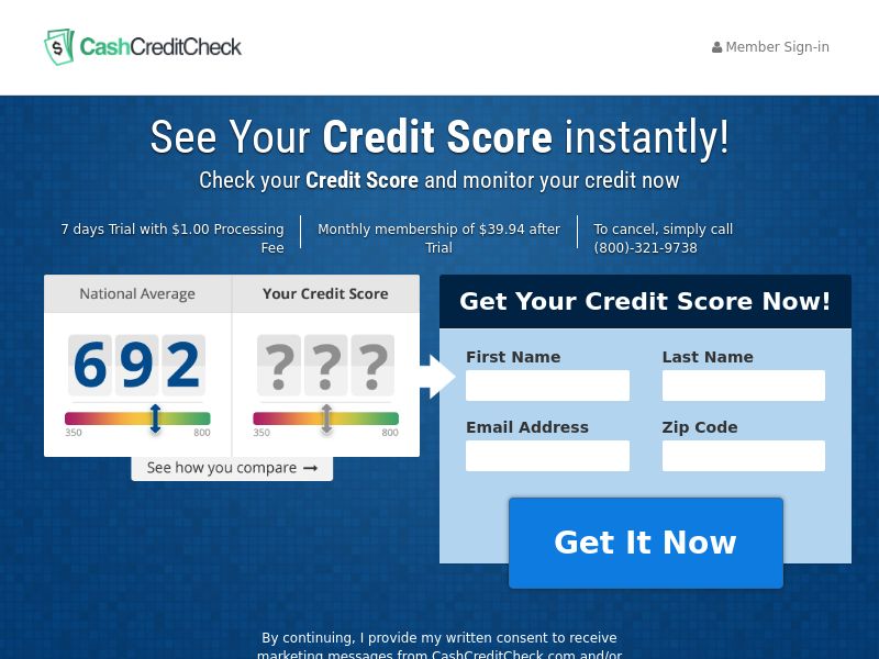 CashCreditCheck - $1 Trial - CPS (US)