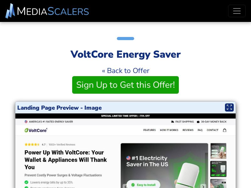VoltCore Energy Saver {+Advertorial, DTC, Alt-Landers} [US, DE, CA, AU, UK, FR, IL, +232 More]