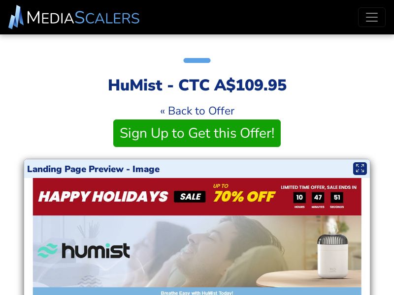 HuMist - CTC A$109.95 {+DTC, Alt-Landers} (Event Tracking) [AU]
