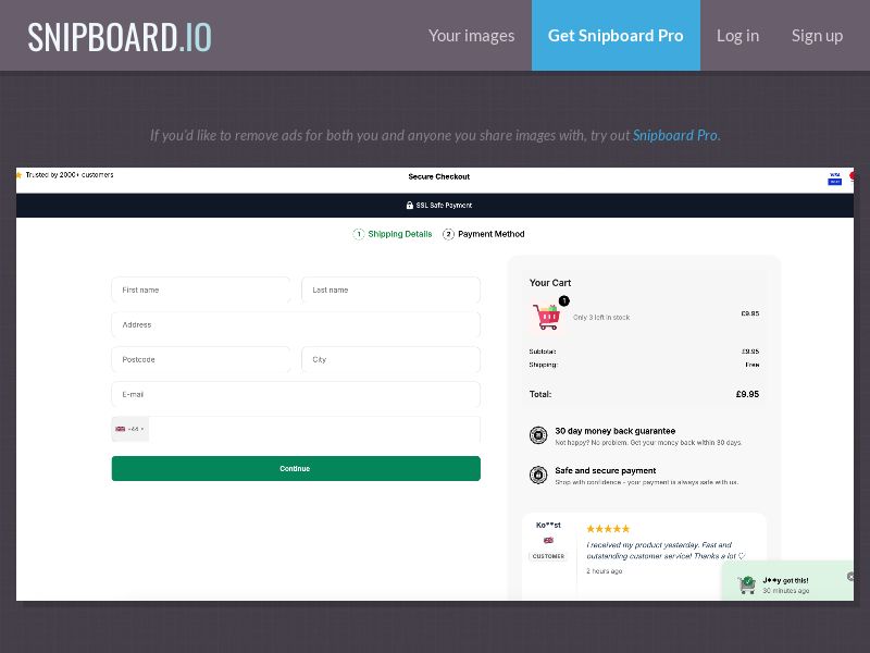 TrustLet - Signup v2 (ECOM) delivery free 9.95 CTC CR - CC Submit