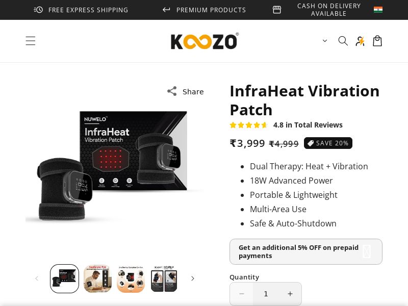 InfraHeat Vibration Patch By Nuwelo CPA - India**