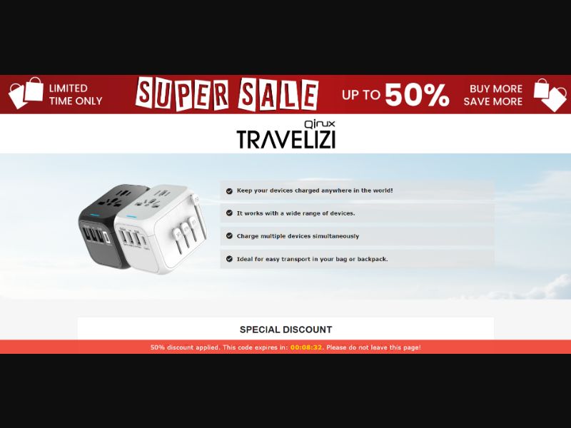 [WEB+MOB] Qinux Travelizi – Travel Adapter /International (112 GEOs) CPS *FB/TT/Google/Taboola Pixel* [Approval Required]