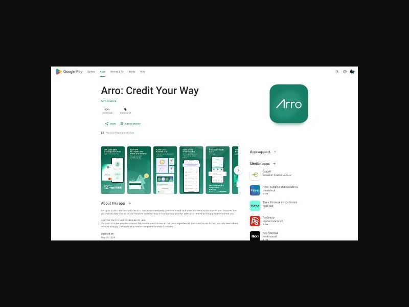 Arro Credit Card - Credit Building App - Mobile CPA (US)