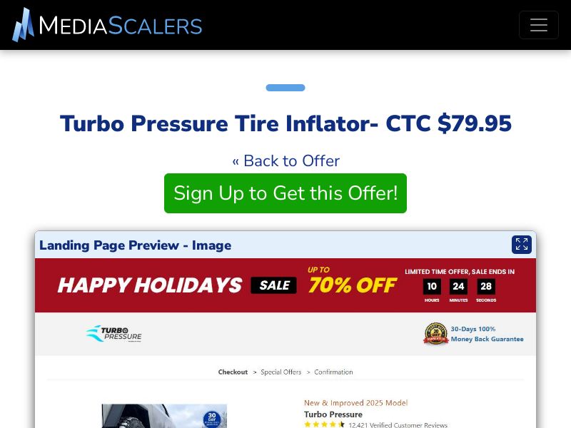 Turbo Pressure Tire Inflator- CTC $79.95 {+DTC, Alt-Landers} [US]