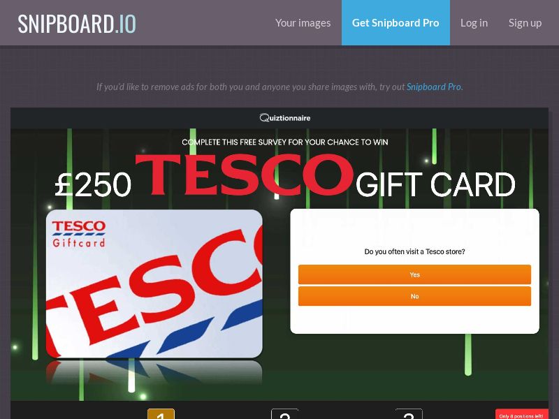 Quiztionnaire - Tesco £250 Giftcard (Christmas) UK - SOI