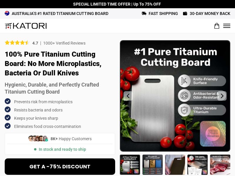 ! NEW OFFER - Katori Titanium Cutting Board - DTC [AU] (Social,Banner,Native,Push,SEO,Search,Brand Bidding) - CPA 
