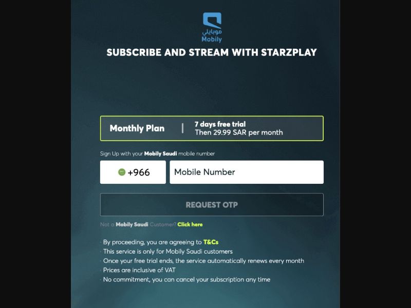 33476 - SA - [WEB+MOB] - Starz - Mobily - PIN