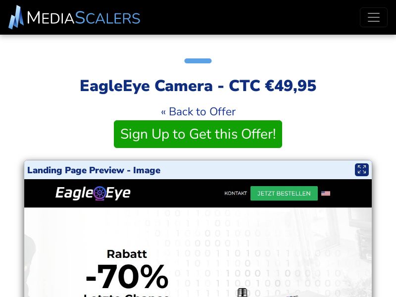 EagleEye Camera - CTC €49,95 {+Advertorial, DTC, Alt-Landers} (Event Tracking) [DE, AT]