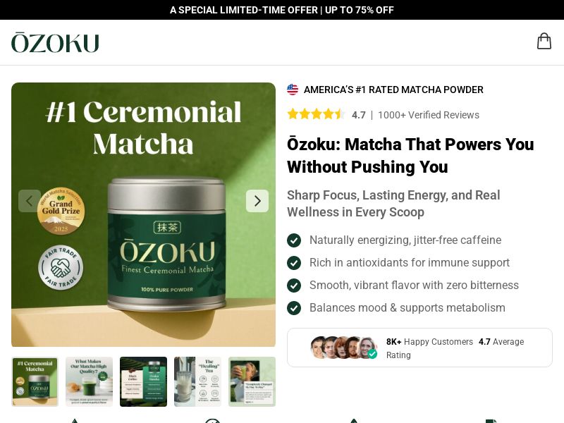 Ozoku Matcha - DTC [INTL] (Social,Banner,Native,Push,SEO,Search,Brand Bidding) - CPA