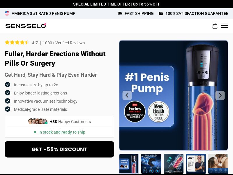 Sensselo Male Enhancement - Product Page [INTL] (Social,Banner,Native,Push,SEO,Search,Brand Bidding) - CPA