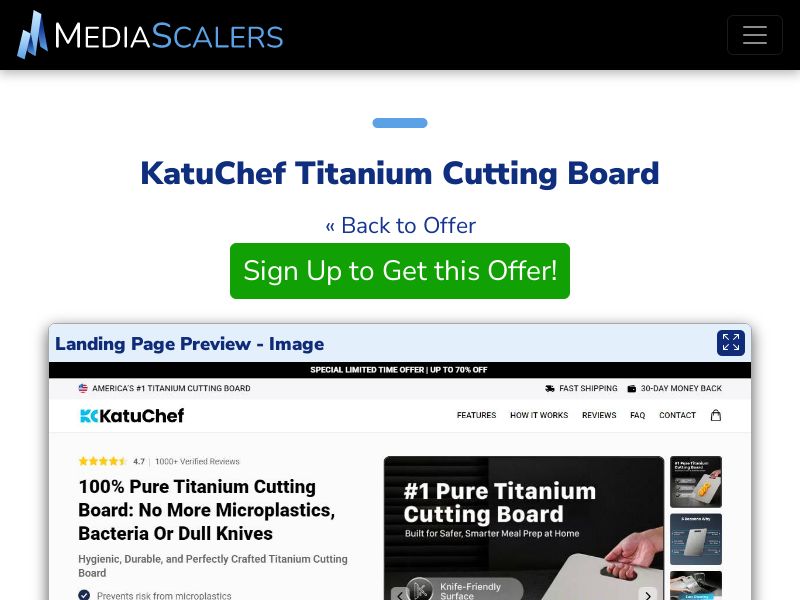 KatuChef Titanium Cutting Board {+Advertorial, DTC, Alt-Landers} [US, DE, CA, AU, UK, FR, IL, +232 More]