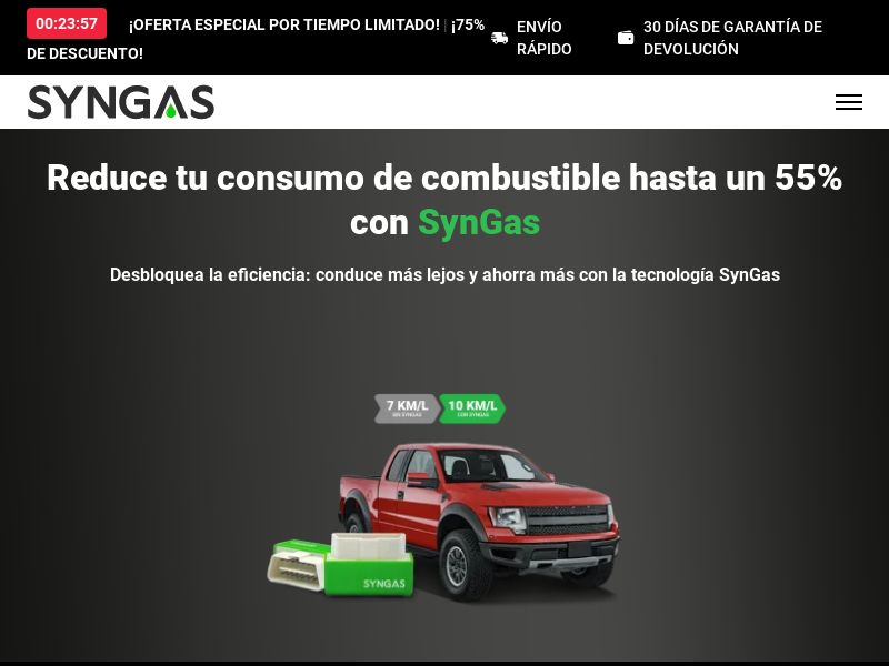! NEW OFFER - SynGas OBD Fuel Saver [LATAM] (Social,Banner,Native,Push,SEO,Search,Brand Bidding) - CPA 