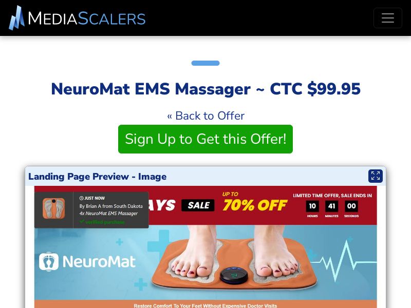 NeuroMat EMS Massager ~ CTC $99.95 {+DTC, Alt-Landers} (Event Tracking) [US]
