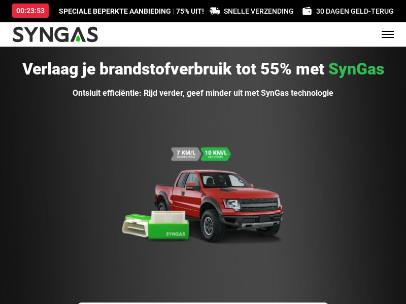 SynGas OBD Fuel Saver - DTC [NL] (Social,Banner,Native,Push,SEO,Search,Brand Bidding) - CPA